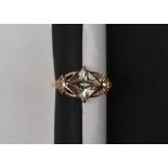 Gemporia - A 9ct gold serenite and diamond ring, set with square cut serenite and round diamonds,