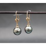 Gemporia - A pair of 9ct gold cultured pearl earrings,