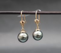 Gemporia - A pair of 9ct gold cultured pearl earrings,