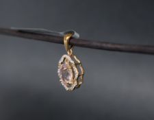 Gemporia - A 9ct gold kunzite and white zircon pendant,