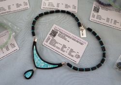 Gemporia - A sterling silver turquoise, black tourmaline and black jade "Nefertiti Necklace",