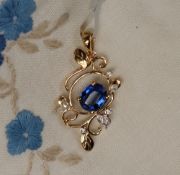 Gemporia - A 9ct gold nilamani and white zircon pendant,