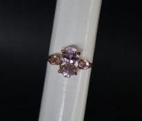 Gemporia - A 9ct gold kunzite and pink sapphire ring,