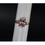 Gemporia - A 9ct gold kunzite and pink sapphire ring,