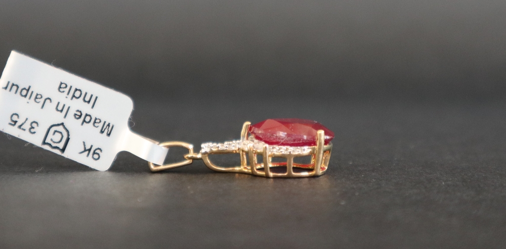 Gemporia - A 9ct gold ruby and white zircon pendant, - Image 2 of 5