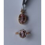 Gemporia - A 9ct gold kolum kunzite and diamond pendant,