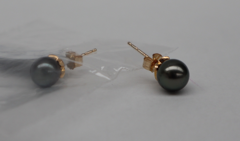 Gemporia - A pair of 9ct gold cultured pearl earrings, - Image 2 of 3