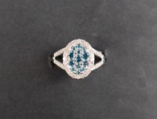 Gemporia - A 9ct white gold Tomas Rae blue and white diamond ring,