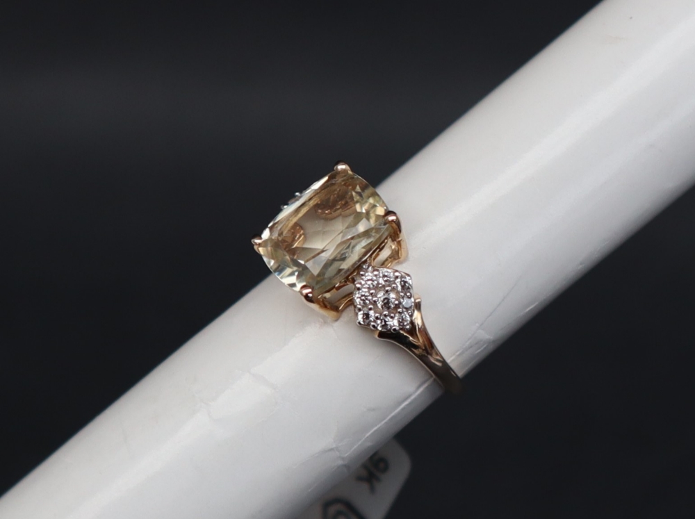 Gemporia - A 9ct gold serenite and white zircon ring, - Image 3 of 6