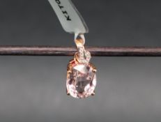 Gemporia - A 9ct gold kolum kunzite and white zircon pendant, set with kunzite,