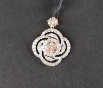 Gemporia - A 9ct gold diamond pendant, set with round cut diamonds totalling 1ct,