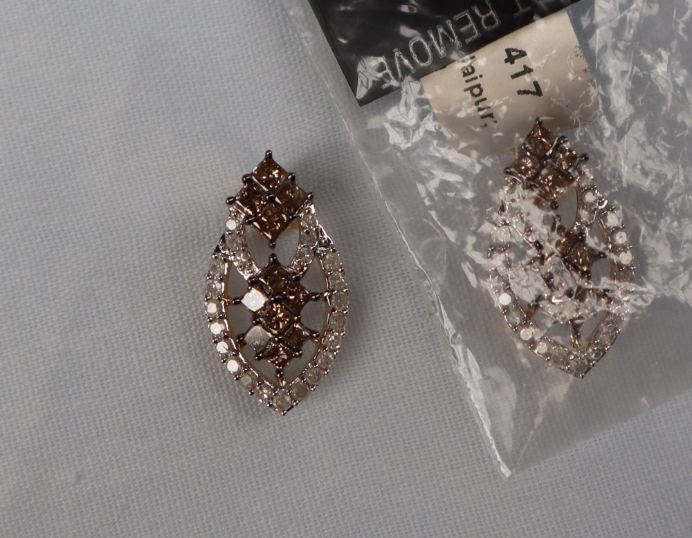 Gemporia - A pair of 9ct gold Tomas Rae diamond earrings,