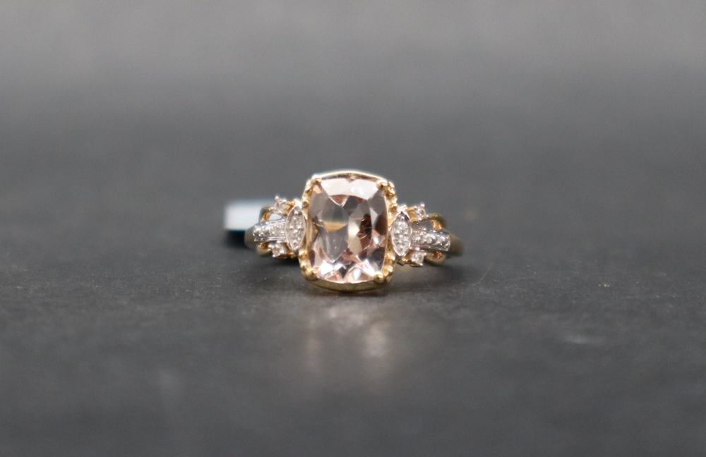 Gemporia - A 9ct gold Morganite and white zircon ring, - Image 4 of 6