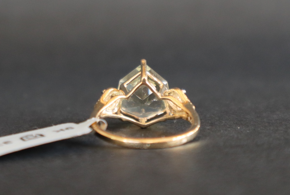 Gemporia - A 9ct gold prasiolite and white zircon ring, - Image 6 of 7
