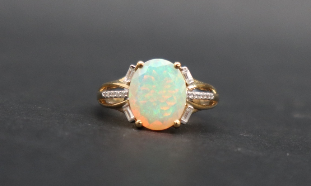 Gemporia - A 9ct gold opal and white zircon ring, - Image 3 of 5