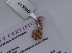 Gemporia - A 9ct rose gold diamond pendant, set with round cut diamonds totalling 3/4ct,