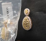 Gemporia - A pair of 9ct gold Tomas Rae diamond earrings, set with round cut diamonds totalling 2.