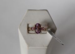 Gemporia - A 9ct gold kunzite and pink sapphire ring,