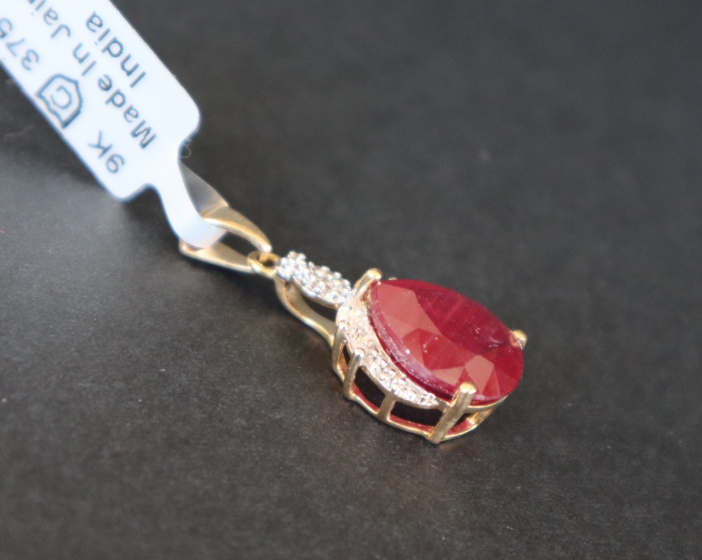 Gemporia - A 9ct gold ruby and white zircon pendant, - Image 3 of 5