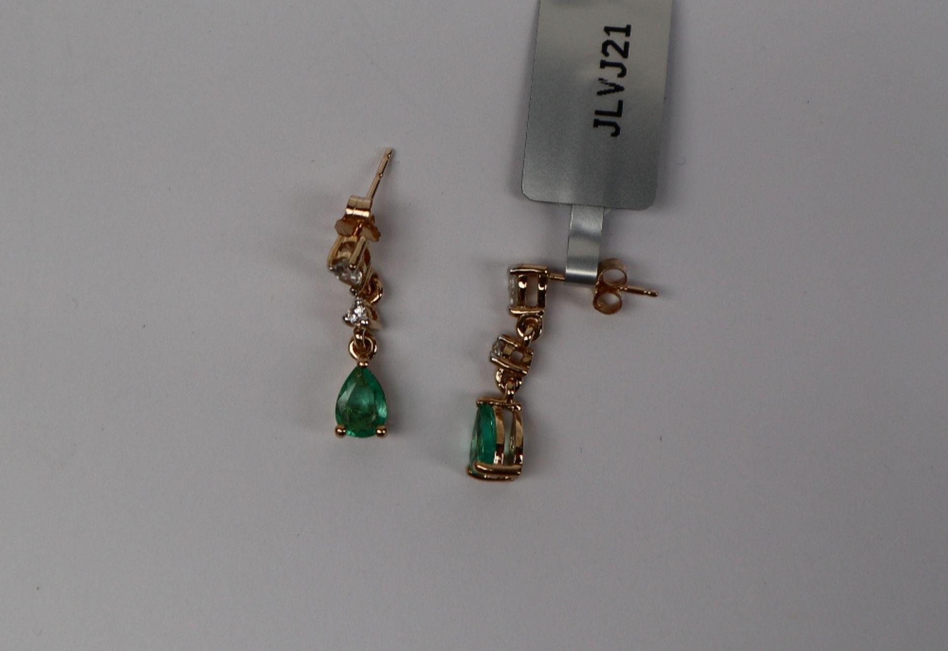 Gemporia - A pair of 9ct emerald and white zircon earrings, - Image 4 of 5