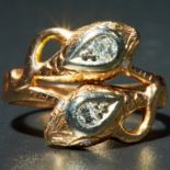 ANTIQUE DIAMOND DOUBLE SNAKE TWIST RING