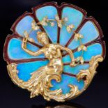 GEORGES FOUQUET, AN OPAL, DIAMOND AND ENAMEL BROOCH