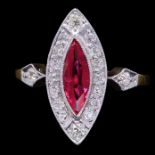 RUBY AND DIAMOND CLUSTER RING