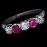 5-STONE RUBY AND DIAMOND DRESS RING