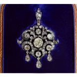 IMPOTANT ANTIQUE DIAMOND DROP PENDANT/BROOCH