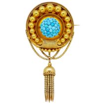 ANTIQUE VICTORIAN TURQUOISE DROP BROOCH
