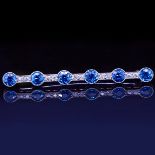 SAPPHIRE AND DIAMOND BAR BROOCH