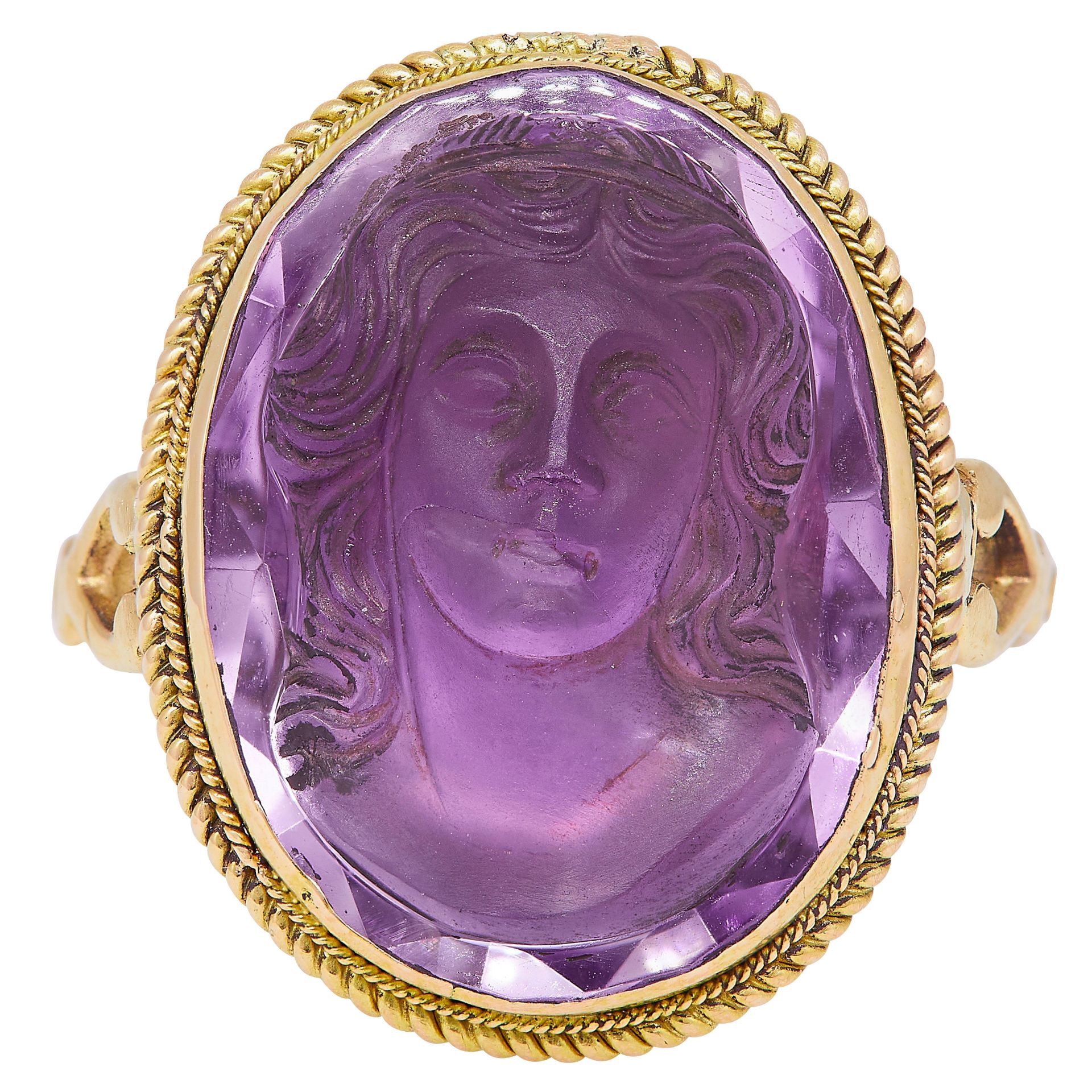 RARE ANTIQUE AMETHYST CAMEO RING