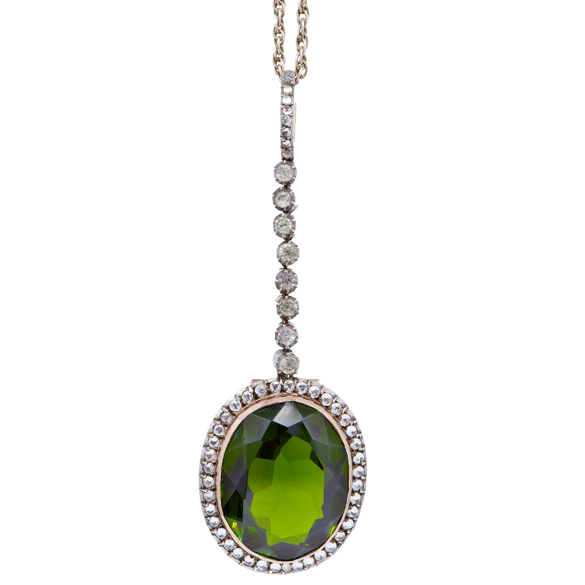 GREEN STONE AND PASTE PENDANT NECKLACE - Image 2 of 2