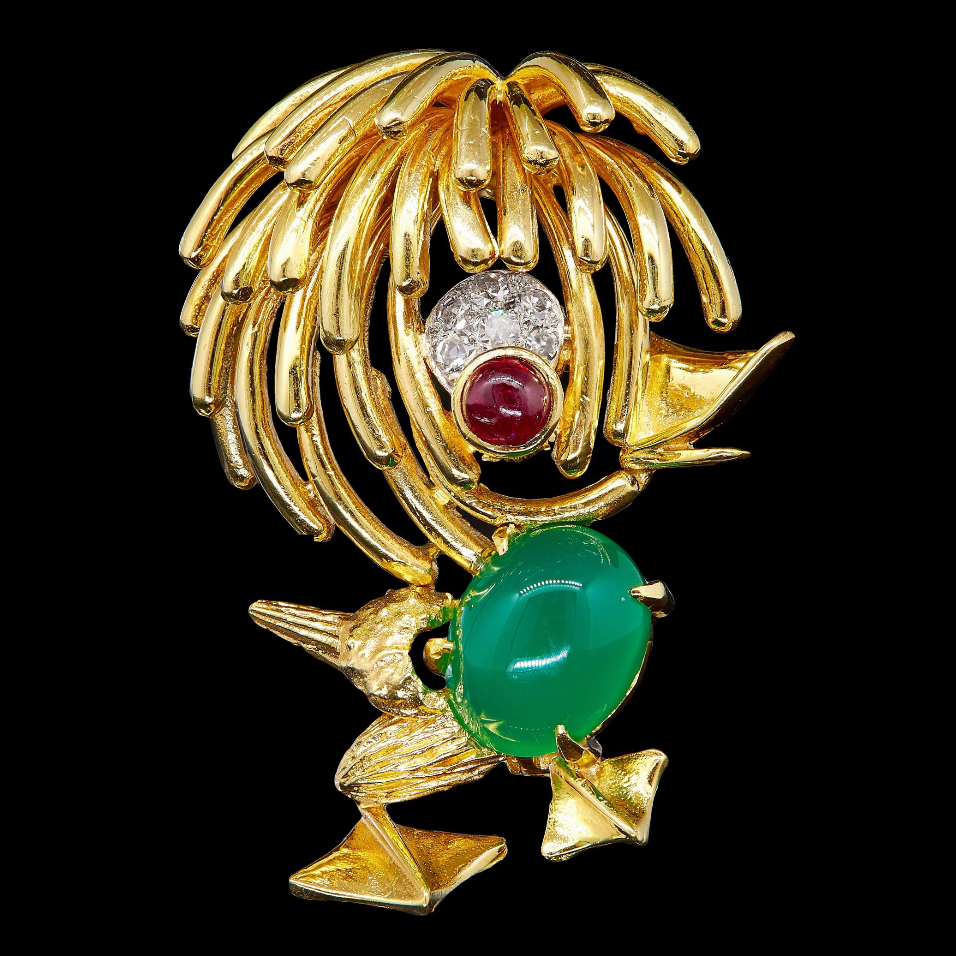 NOVELTY VINTAGE GEMSET DUCK BROOCH