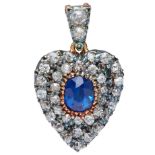 SAPPHIRE AND DIAMOND HEART PENDANT