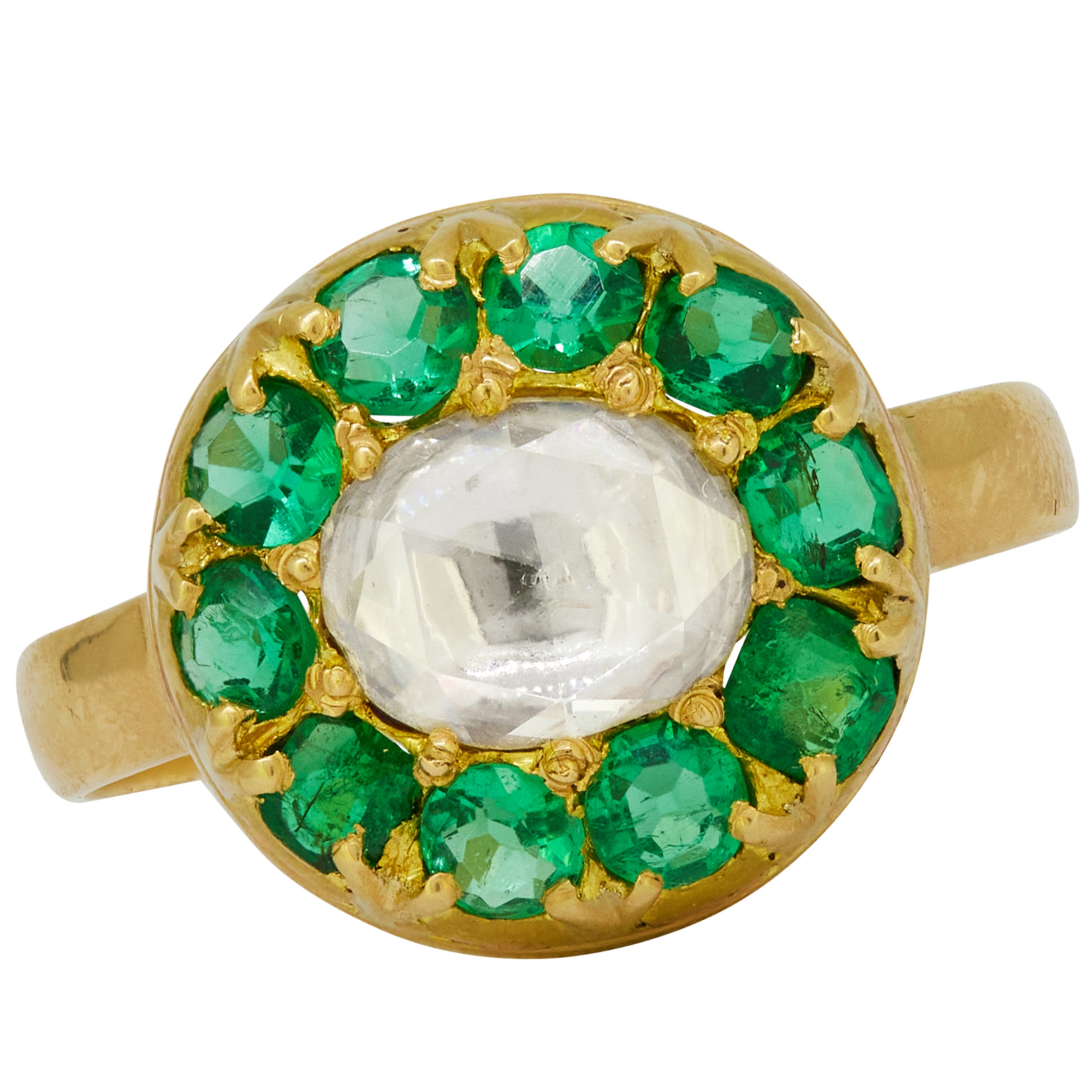 EMERALD AND DIAMOND CLUSTER RING