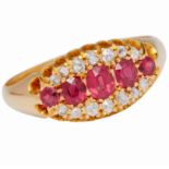 RUBY AND DIAMOND CLUSTER RING