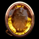 IMPORTANT LARGE VICTORIAN CITRINE INTAGLIO FOB SEAL