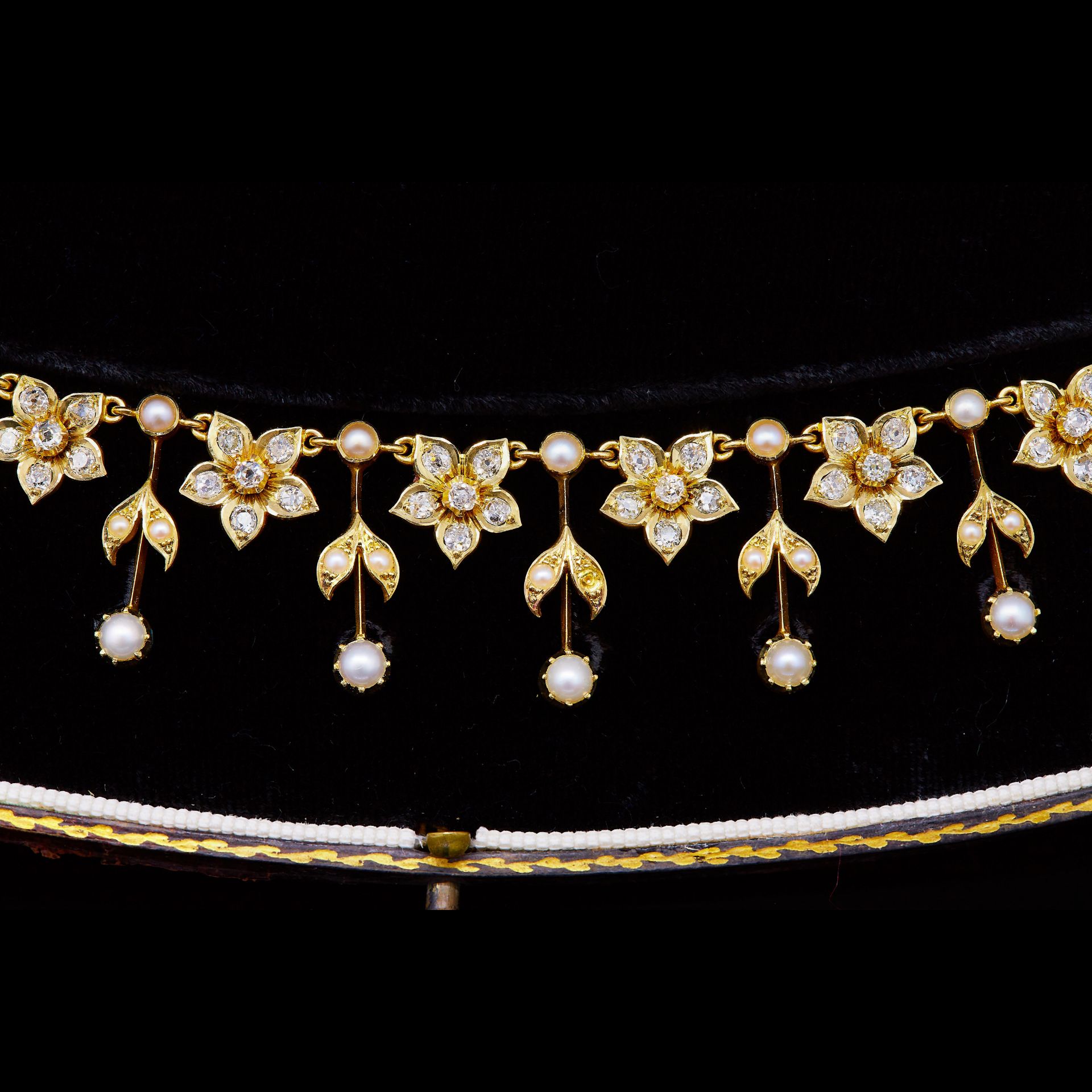 VICTORIAN DIAMOND AND PEARL DROP NECKLACE