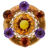 ANTIQUE VICTORIAN CITRINE AND AMETHYST BROOCH