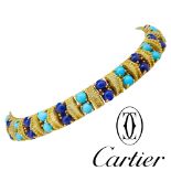 CARTIER, LAPIS LAZULI AND TURQUOISE BRACELET