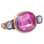 ANTIQUE FOILED BACK PINK TOPAZ RING