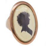 ANTIQUE GEORGIAN SILHOUETTE PORTRAIT MINIATURE RING