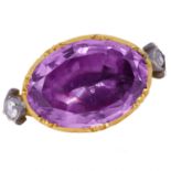 ANTIQUE AMETHYST AND DIAMOND RING