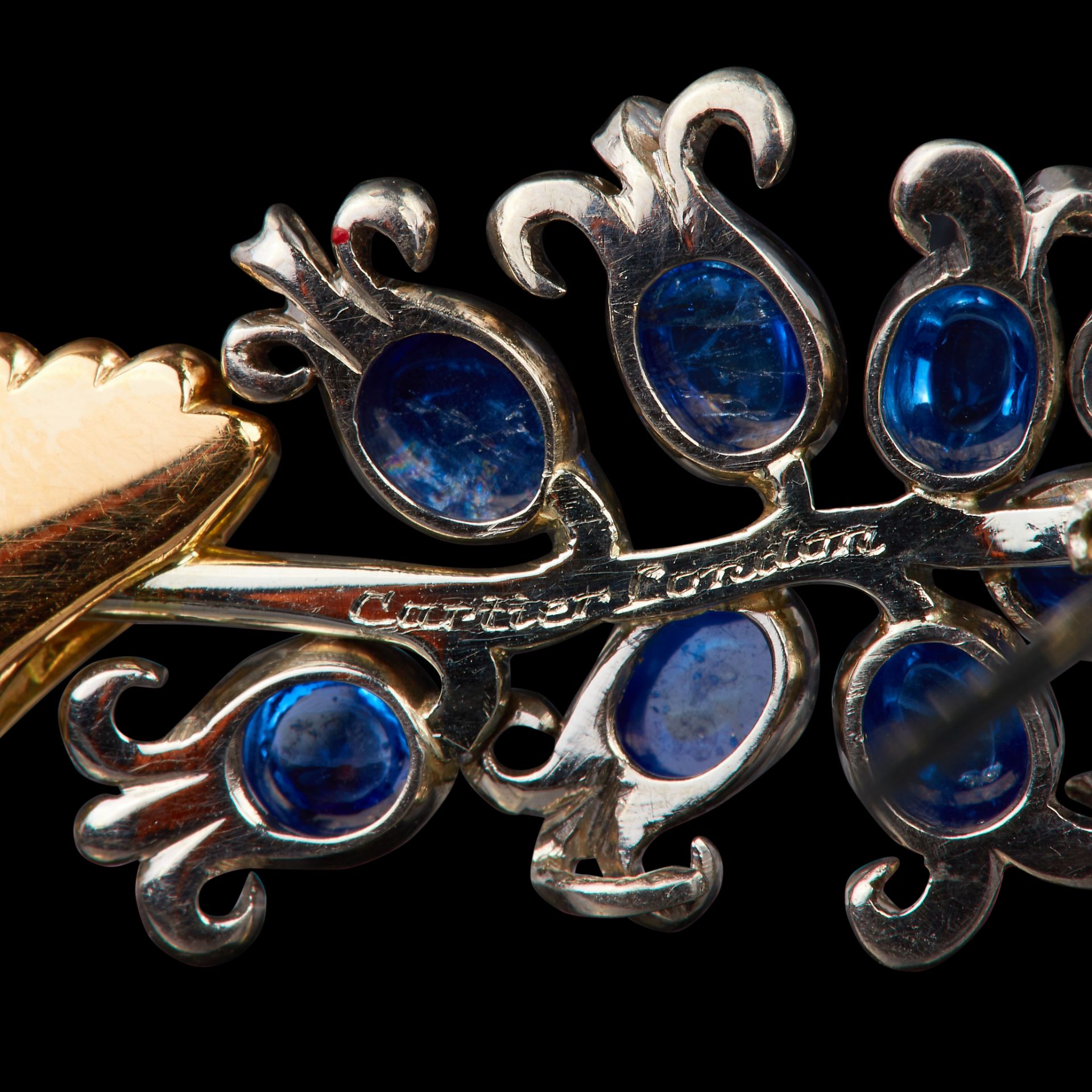 CARTIER, VINTAGE SAPPHIRE FLORAL BROOCH - Image 2 of 2