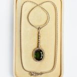 GREEN STONE AND PASTE PENDANT NECKLACE