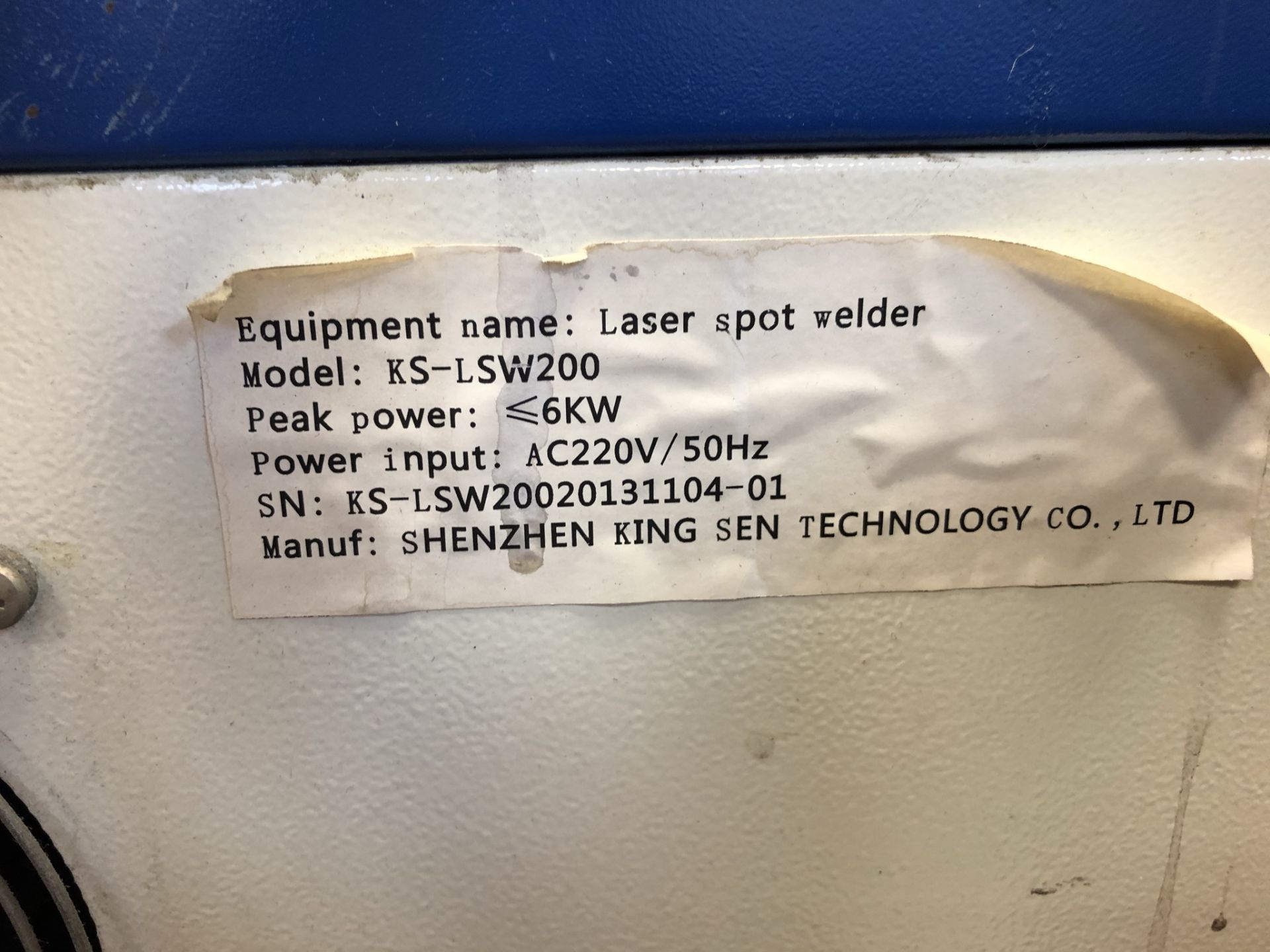 LASER WELDER, SHENZHEN KING SEN TECHNOLOGY CO. - Image 4 of 4