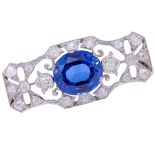 NO RESERVE, SAPPHIRE AND DIAMOND OPENWORK BROOCH