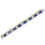 NO RESERVE, EDWARDIAN SAPPHIRE AND DIAMOND BAR BROOCH