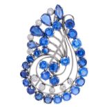 NO RESERVE, SAPPHIRE AND DIAMOND PENDANT/BROOCH